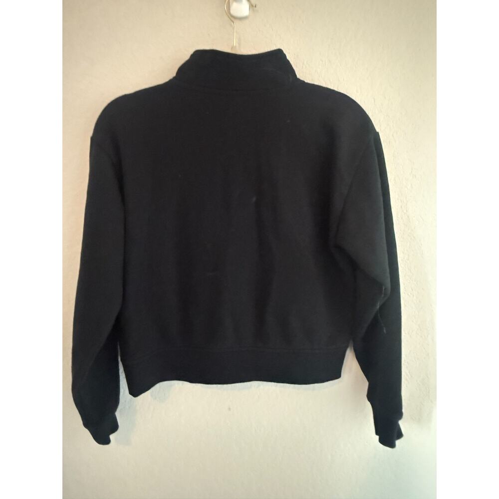 VANS Women's Quarter Zip Black Pink Cropped Pullover Sweatshirt Skate Street XS - Picture 8 of 10